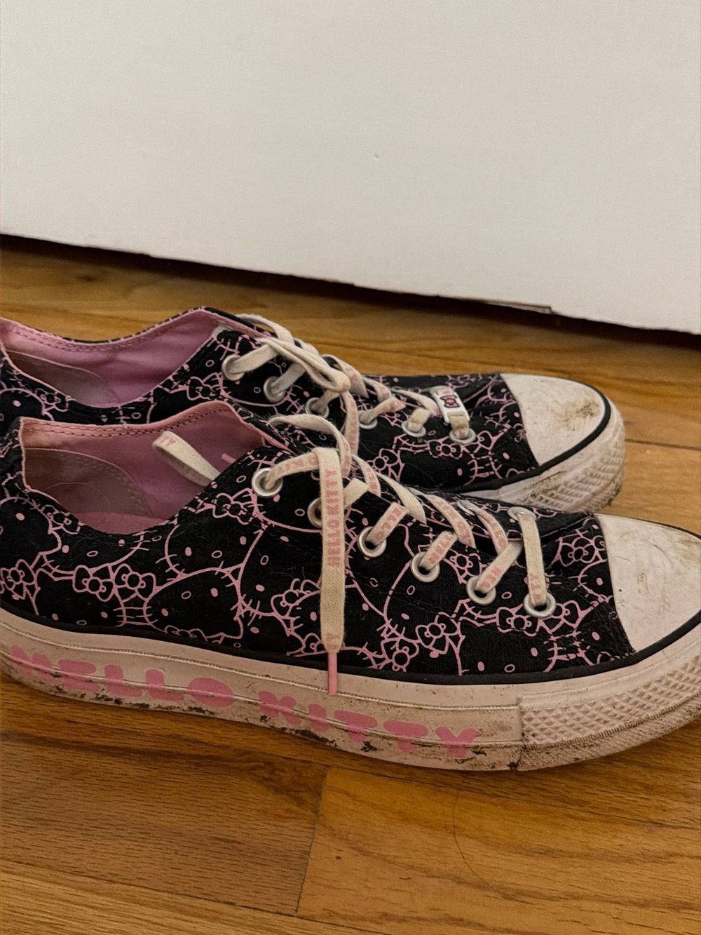 Pink and Black Hello Kitty Platform Converse